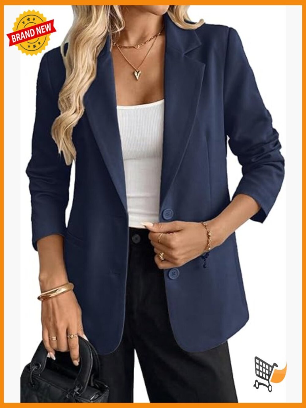 Business Casual Blazer Boyfriend Fit Work Jacket with Pockets